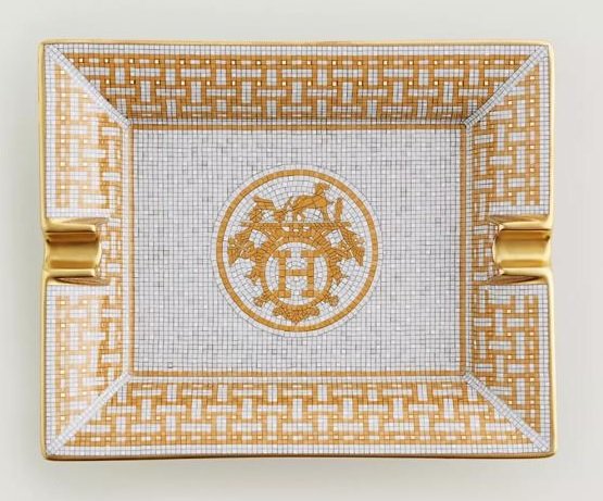 Medium ashtray white golden color / ashtray from Hermes - Hermes ashtray | Aleppo Gift UAE